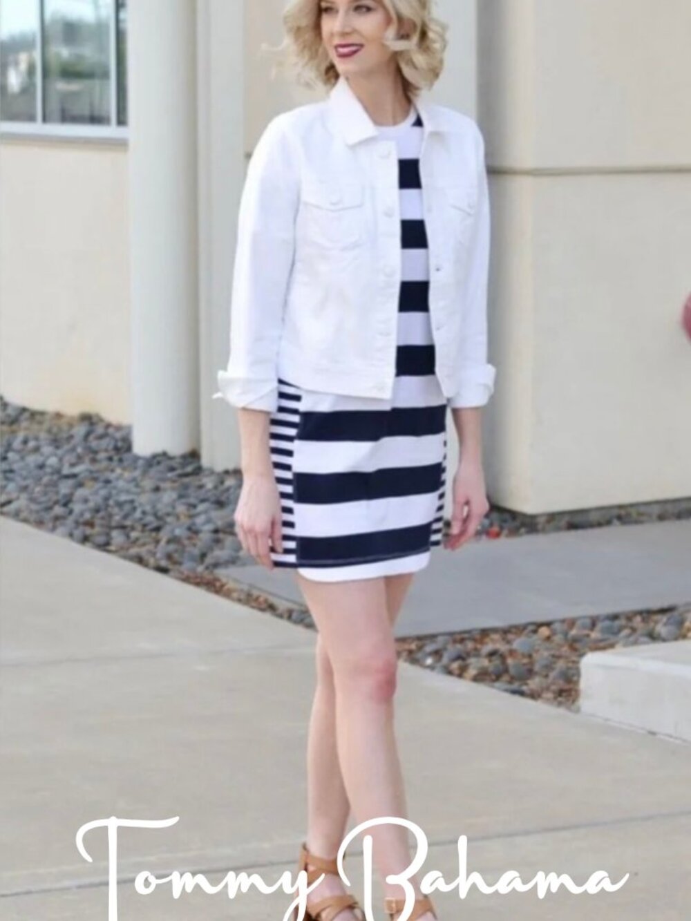 Tommy Bahama Thera Stripe Navy T-Shirt Dress